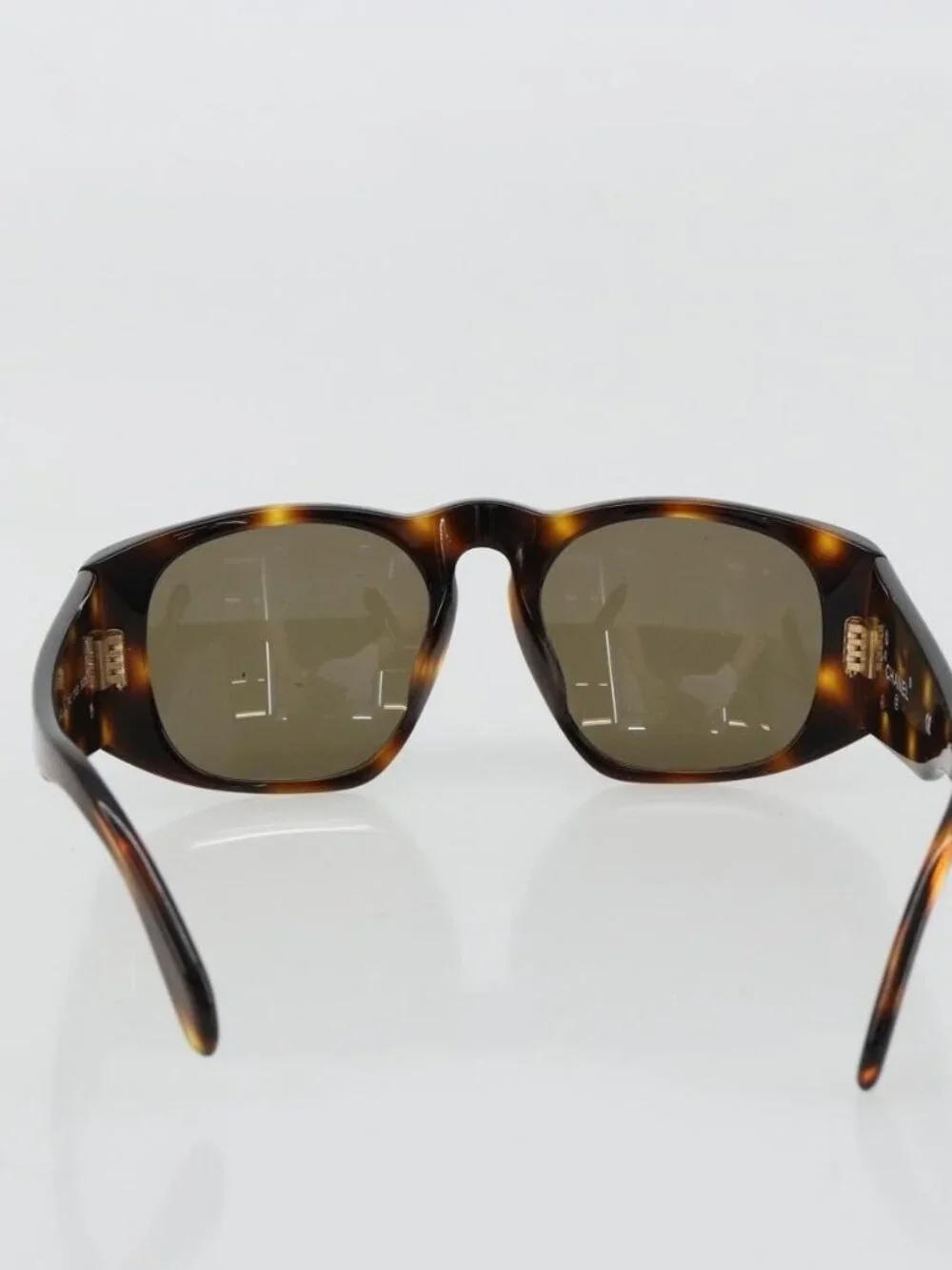 CHANEL Sunglasses Plastic Brown Gold CC Auth yk20489M